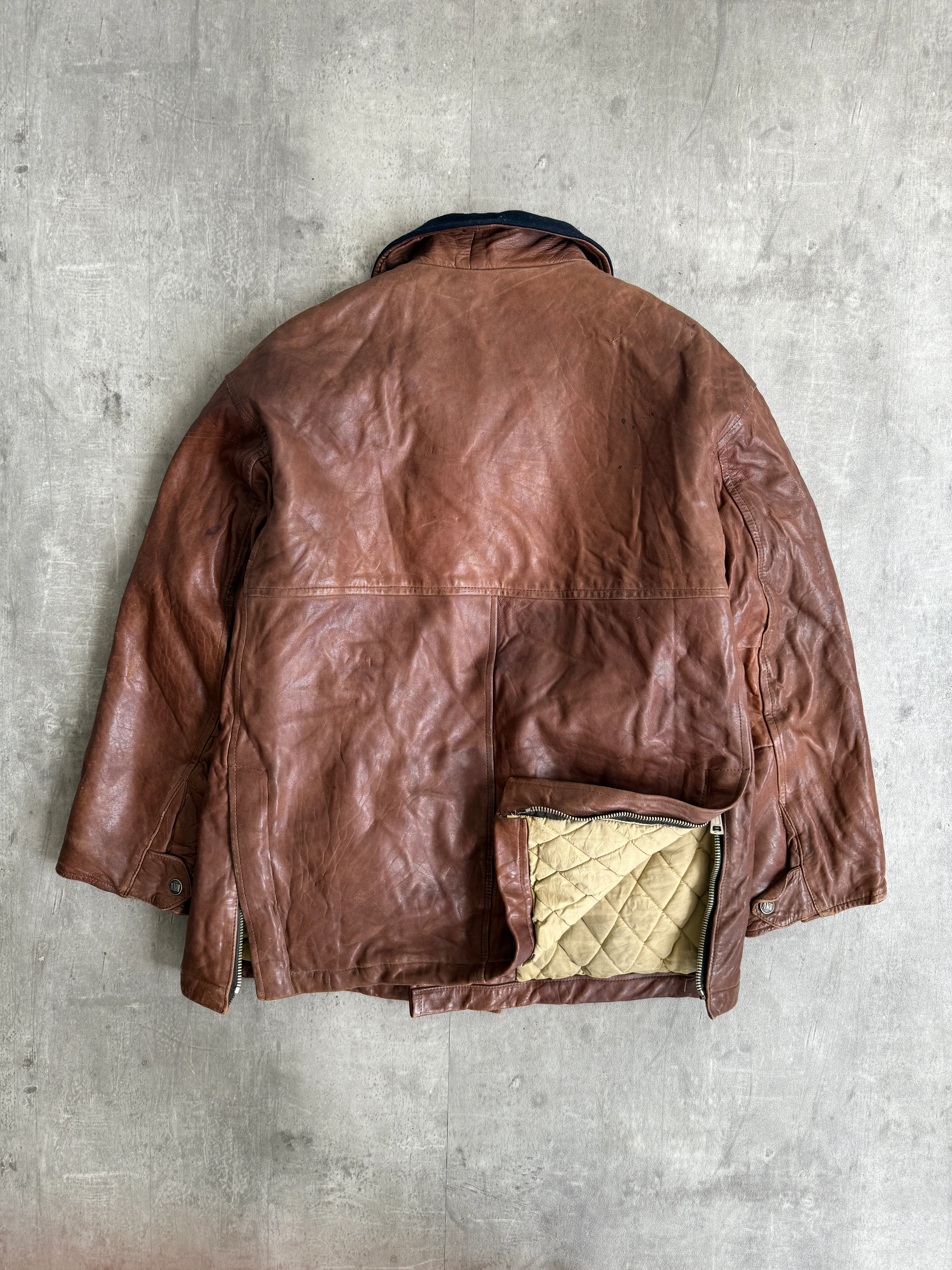 1980s Boneville Leather Chore Jacket with Wool Collar - Image 7