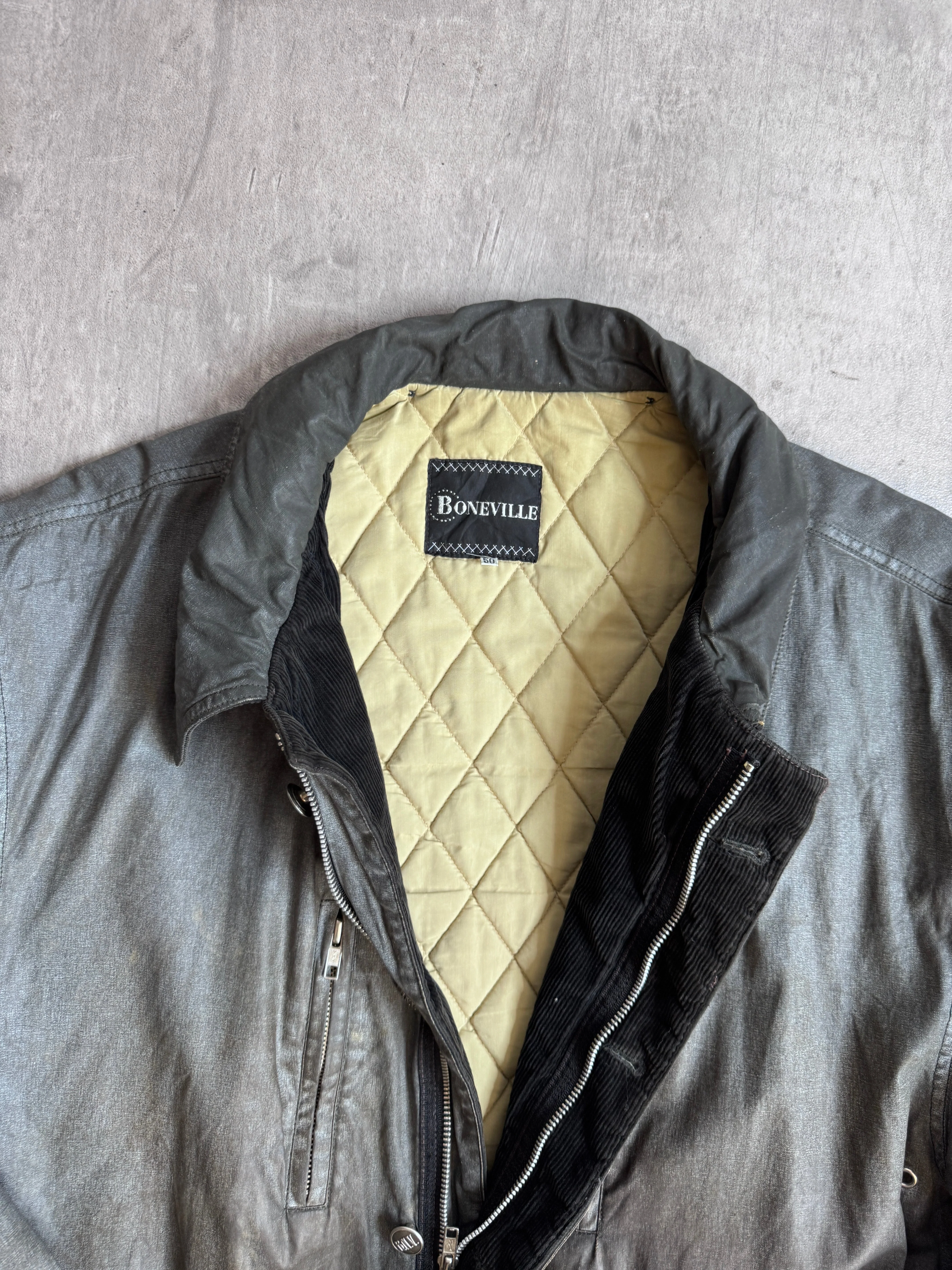 Boneville Wax Coated Distressed Quilted Jacket - Image 3