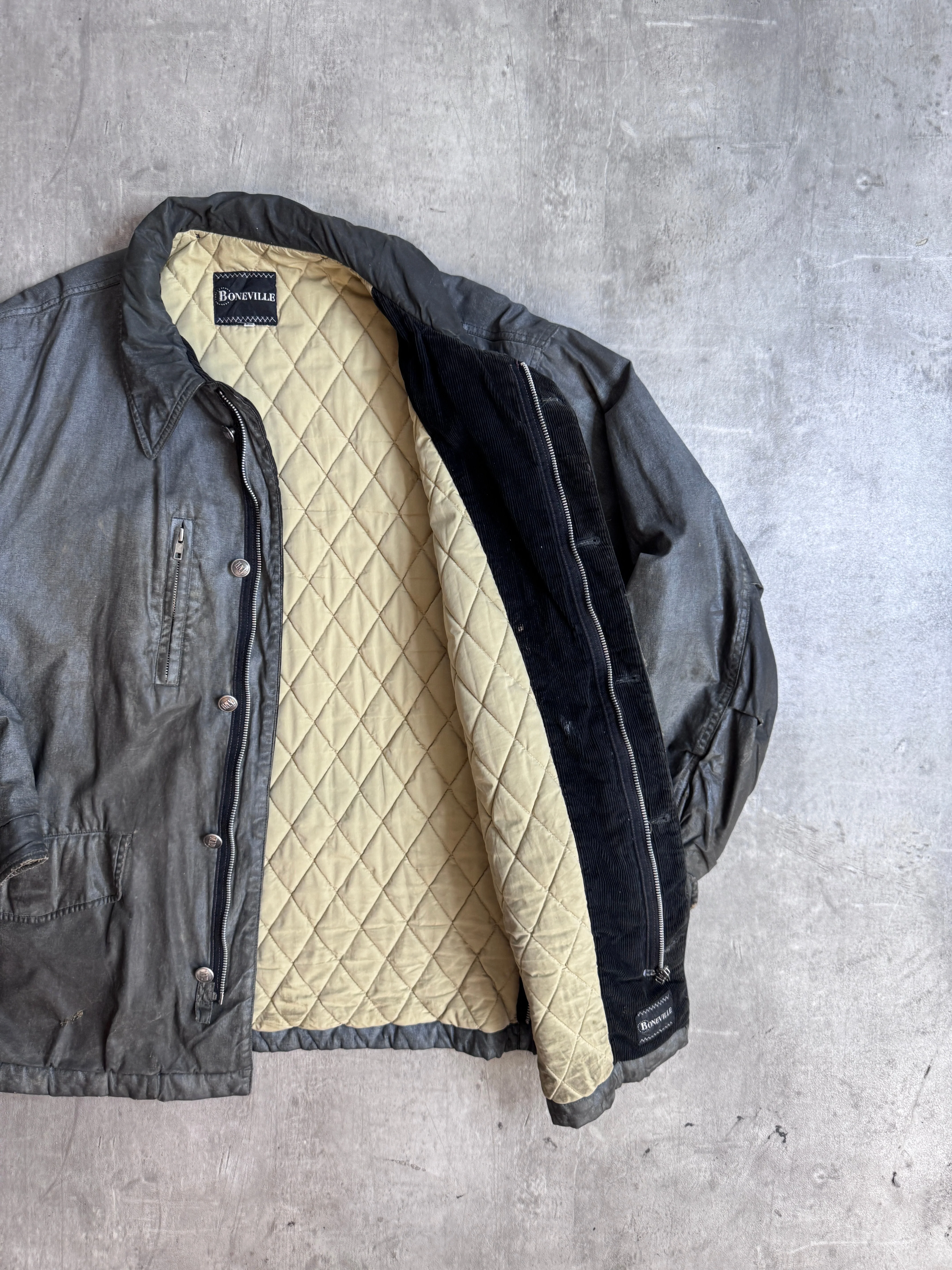 Boneville Wax Coated Distressed Quilted Jacket - Image 4