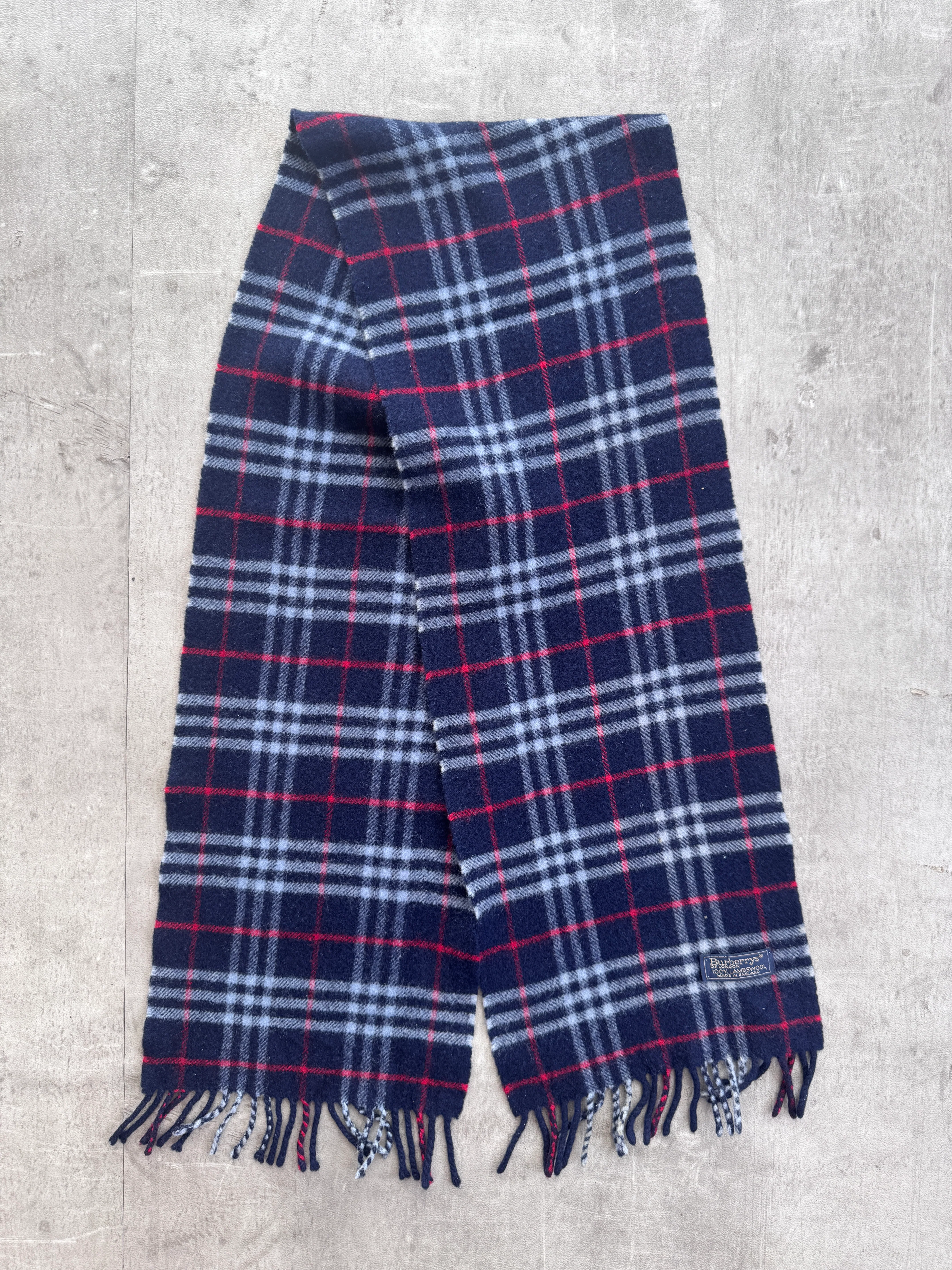 Burberry Lambswool Navy Nova Check Scarf - Image 4
