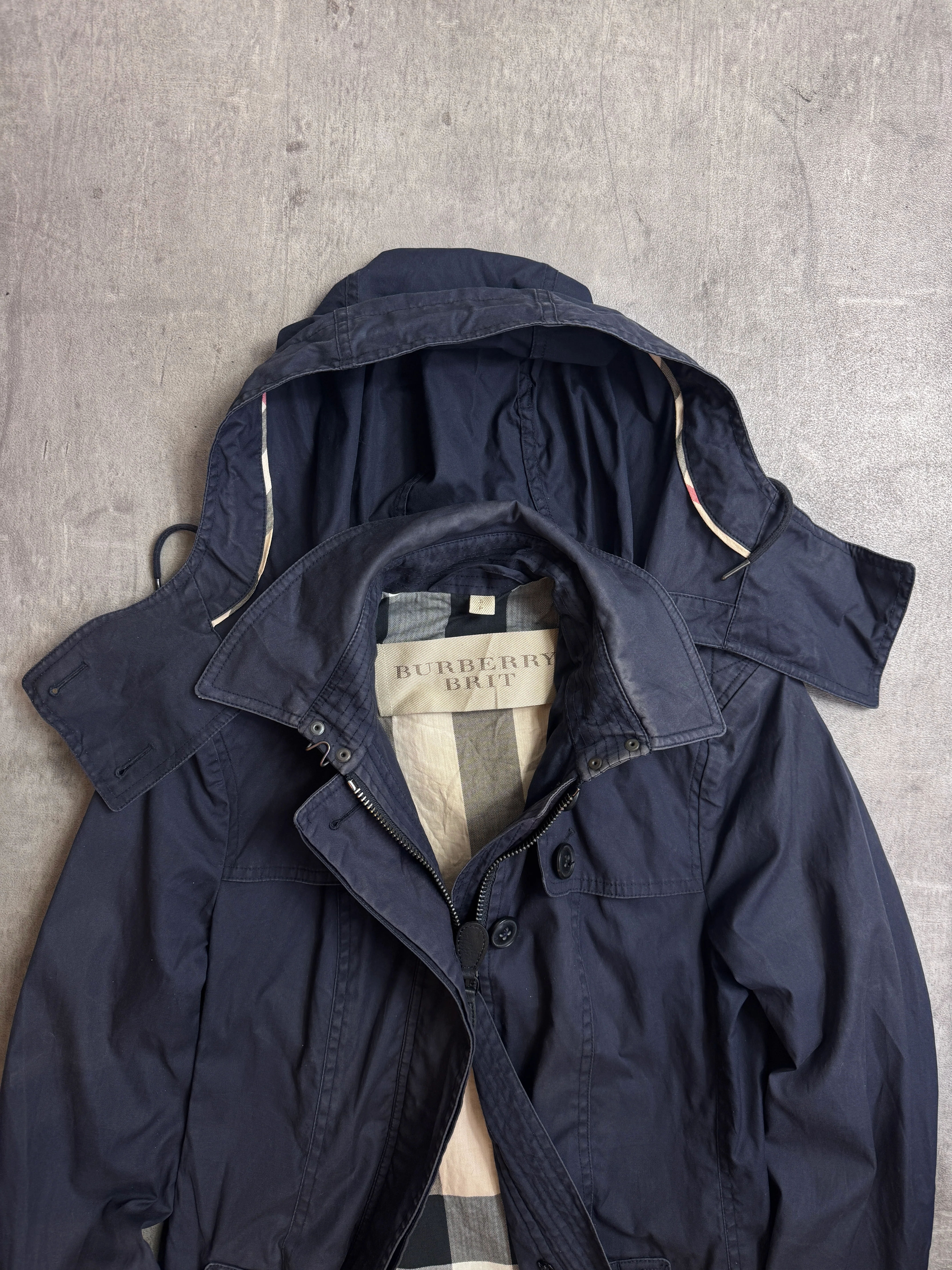 Burberry Navy Hooded Cotton Twill Parka Jacket - Image 4