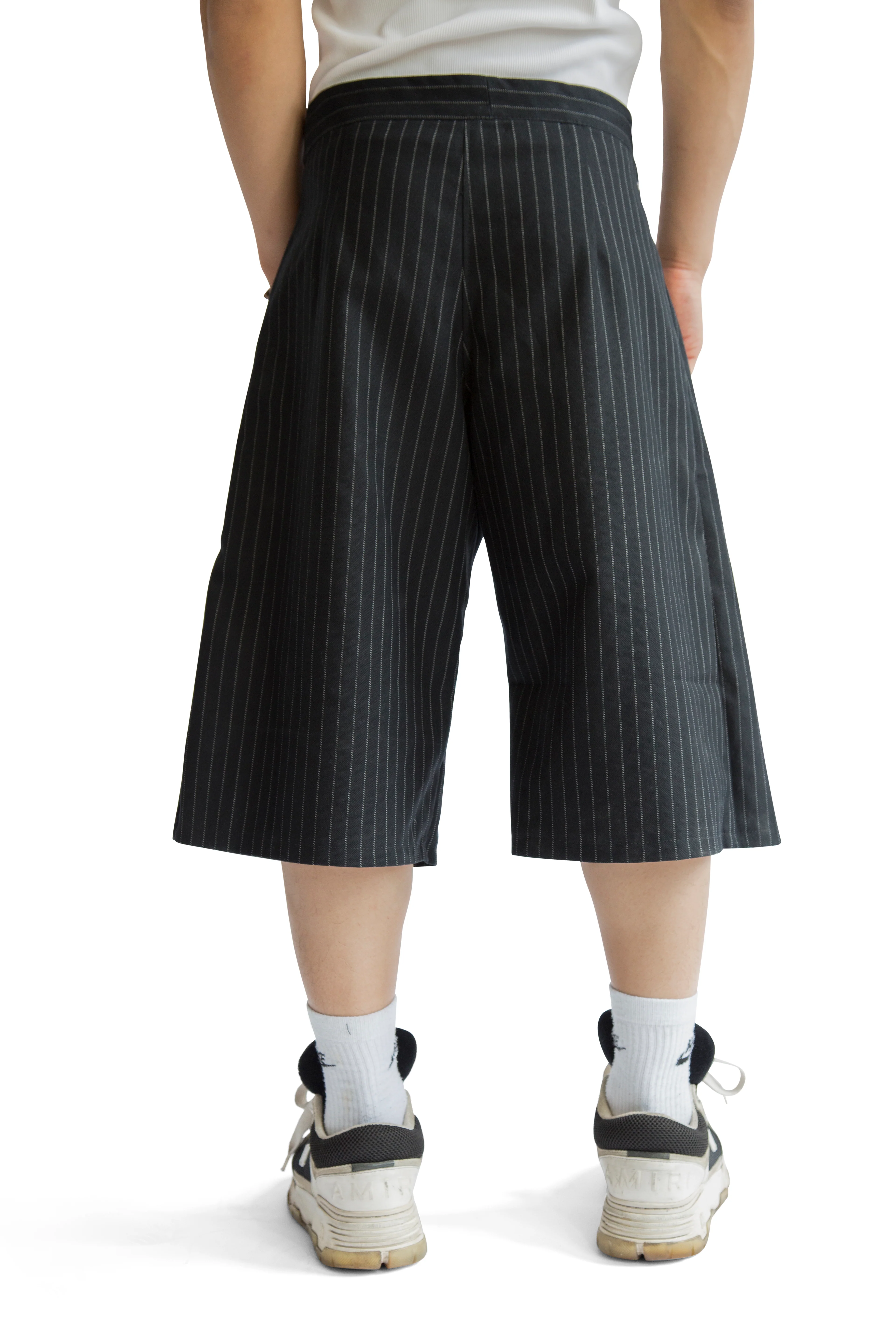 VT Rework: Black Pinstripe Pleated Shorts - Image 3