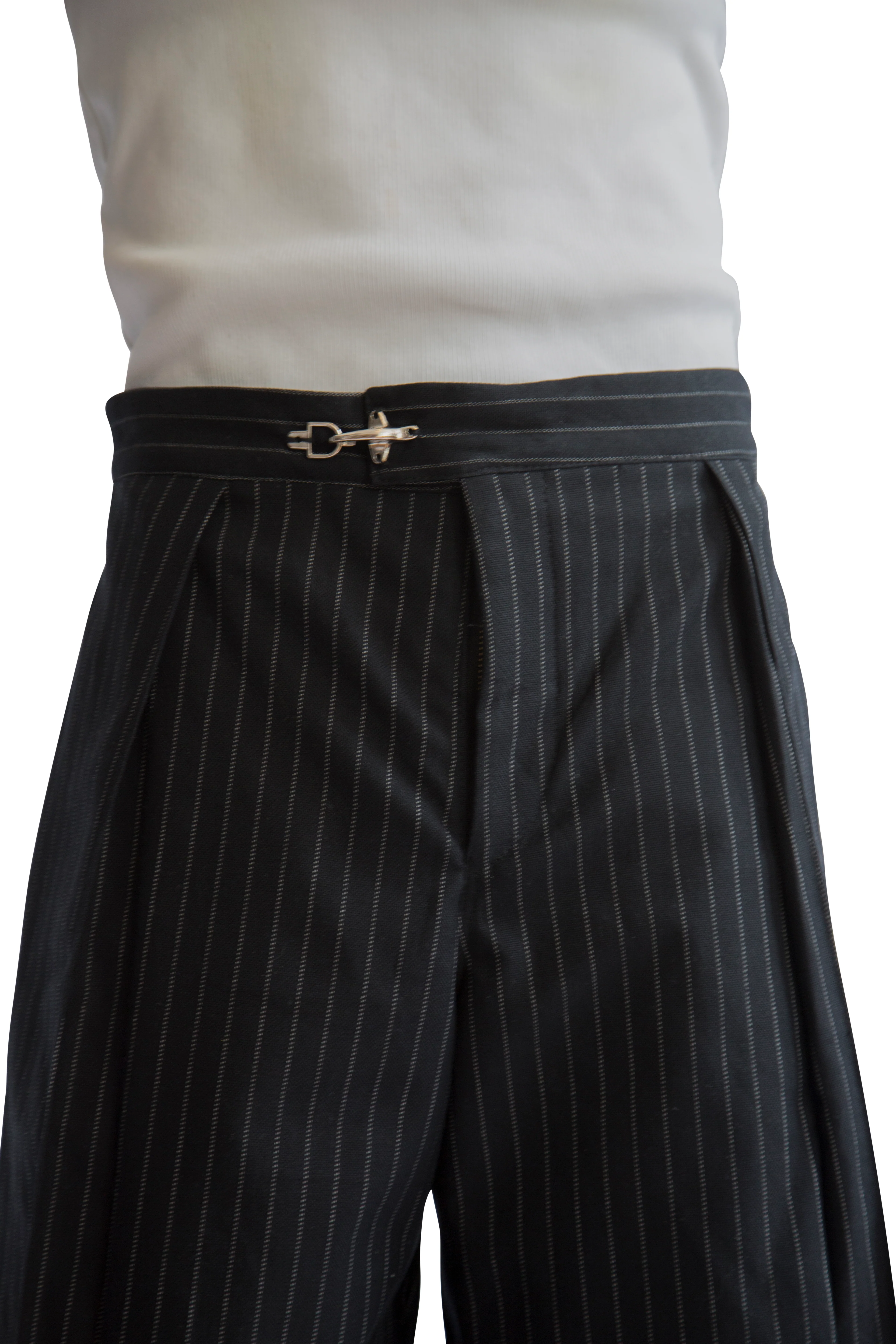VT Rework: Black Pinstripe Pleated Shorts - Image 5